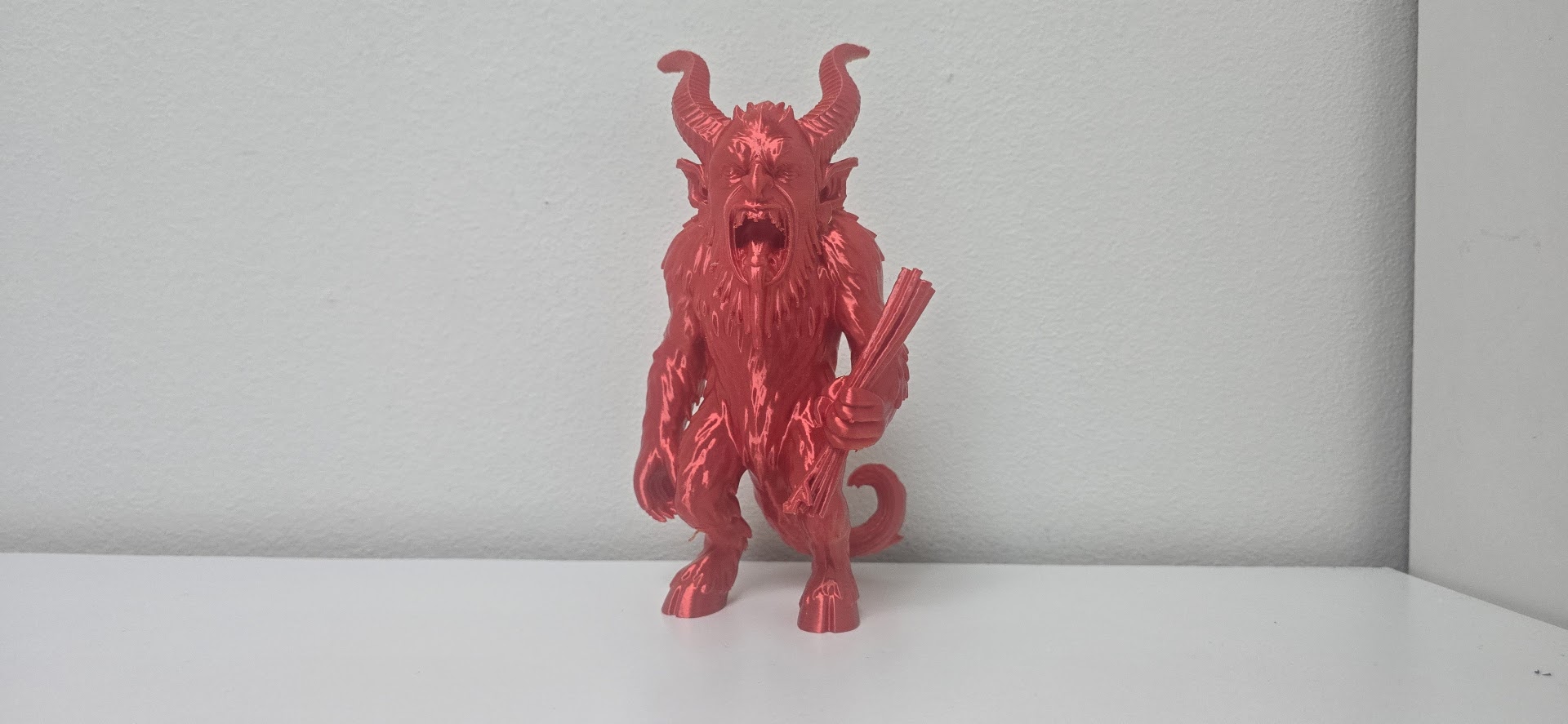 Furry Krampus with Birch Rods Holiday Figurine