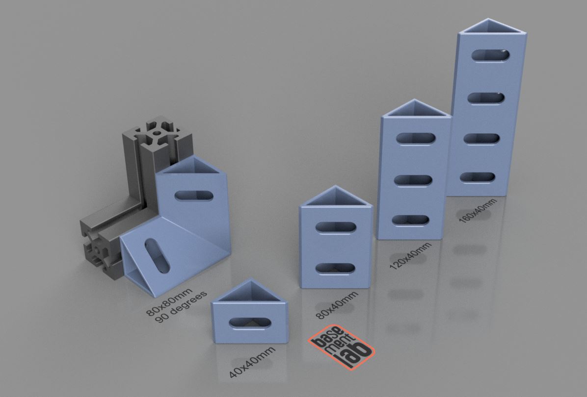 4040 Corner bracket (Angled Triangular Prism) 40x40 - 80x40 - 120x40 - 160x40mm - 80x80x90º