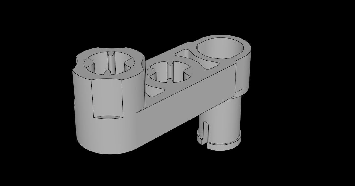 Lego Compatible (3299a.dat) Technic Beam  3 x  0.5 Liftarm with Boss and Pin with Closed Central Axle Hole by thall72 | Download free STL model | Printables.com - 3D model önizlemesi