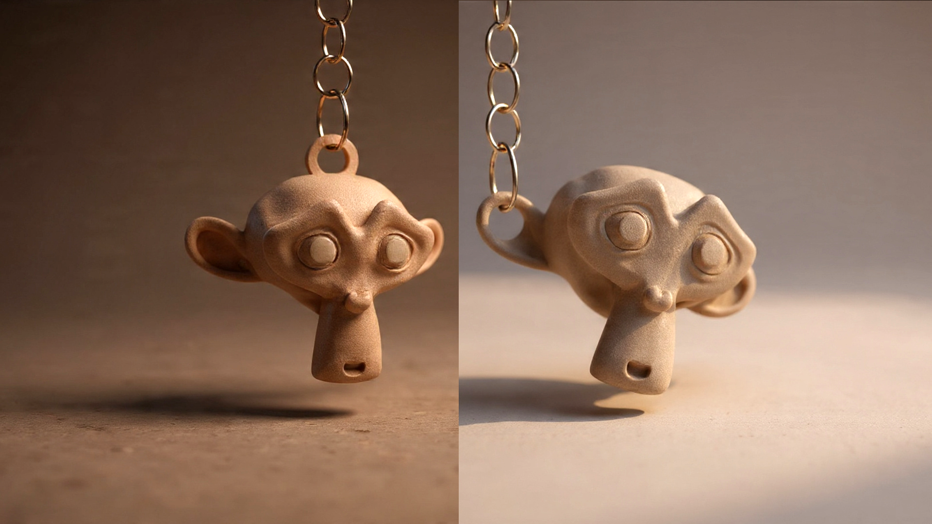 Blender 3D Monkey Keychain 2 Versions