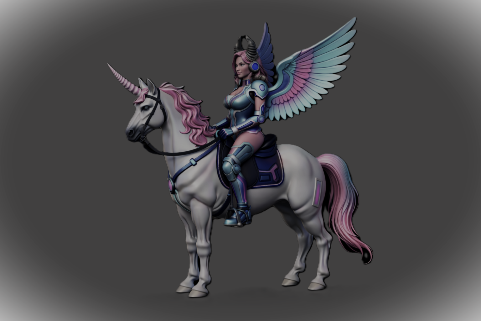 Celestial Valkyrie Unicorn Rider – Fantasy Display Figure