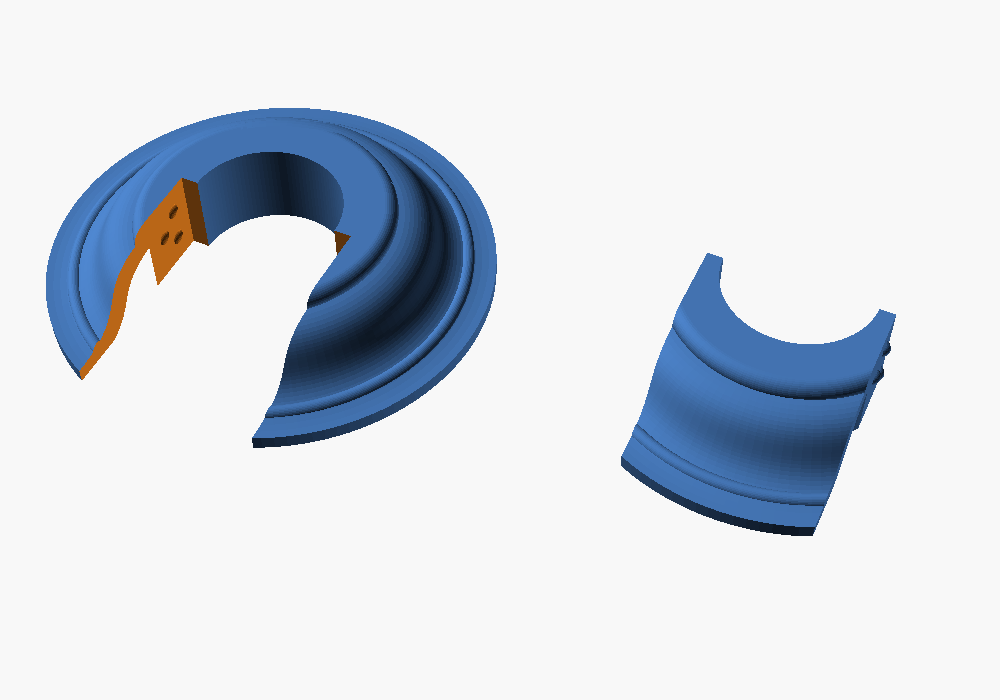 Snap-On Pipe Collar / Radiator Pipe Rosette (53 mm, 10 mm standoff) – Parametric OpenSCAD