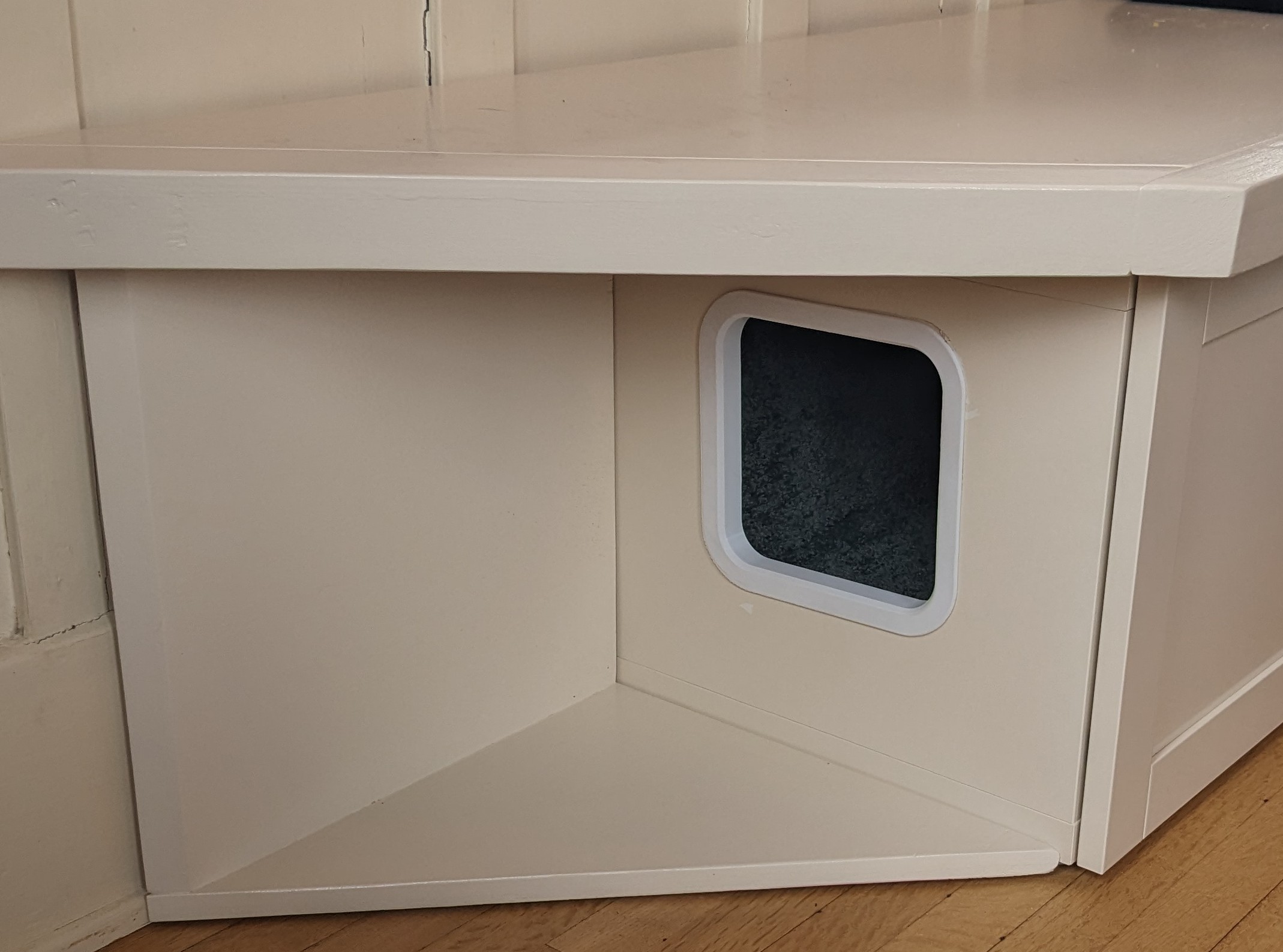 Cat door passthrough flange.  Simplified, for use in cabinets and millwork. For dogs and pets.