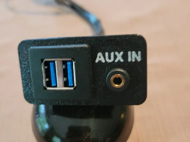 Subaru USB and Aux-In adapter -- fits 2017 Outback and others with front cubby.