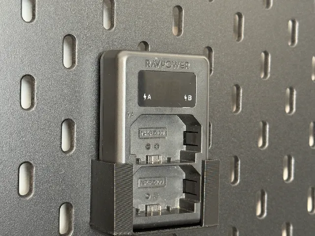 Wall Mount for RAVPOWER NP-FZ100 Battery Charger (SKADIS Compatible, Unofficial Accessory)