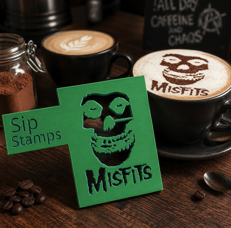 SipStamp – Misfits Fiend Skull Coffee Stencil