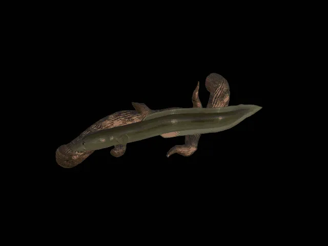 European Eel Sculpture on Branch Base