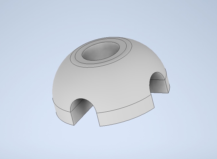 1.25" max diameter resin infusion fitting with rounded top