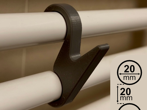 Snap-on Towel & Clothes Holder for Bathroom Radiator 20x20mm