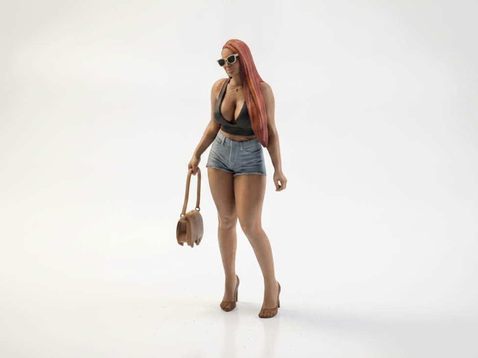 Glasses Lady With Handbag Female Figurine 3D Printable
