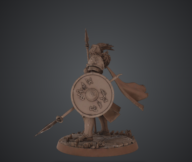 Female Paladin Spear & Shield – Raven Companion Fantasy Knight — miniatura 2