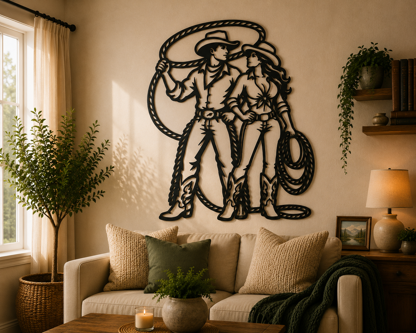 Cowboy Couple 2D Wall Art