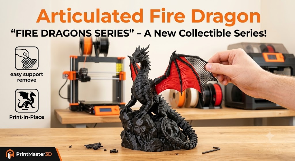 Articulated Stone Fire Dragon From the "Fire Dragons Series"