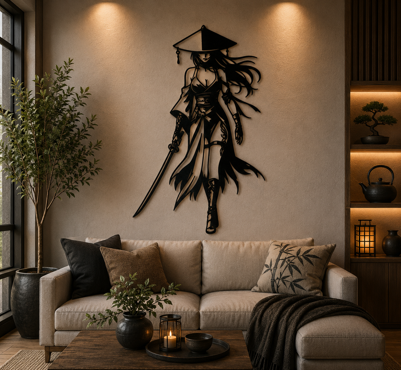 Samurai Girl Warrior 2D Wall Art