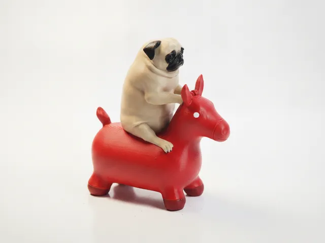 Dog Riding Pony Figurine Animal 3D Printable