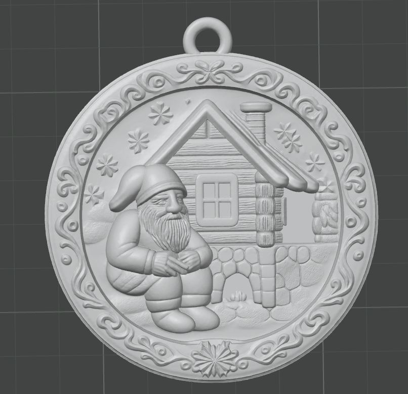 Santa by the Winter Cabin – 3D Printable Christmas Ornament