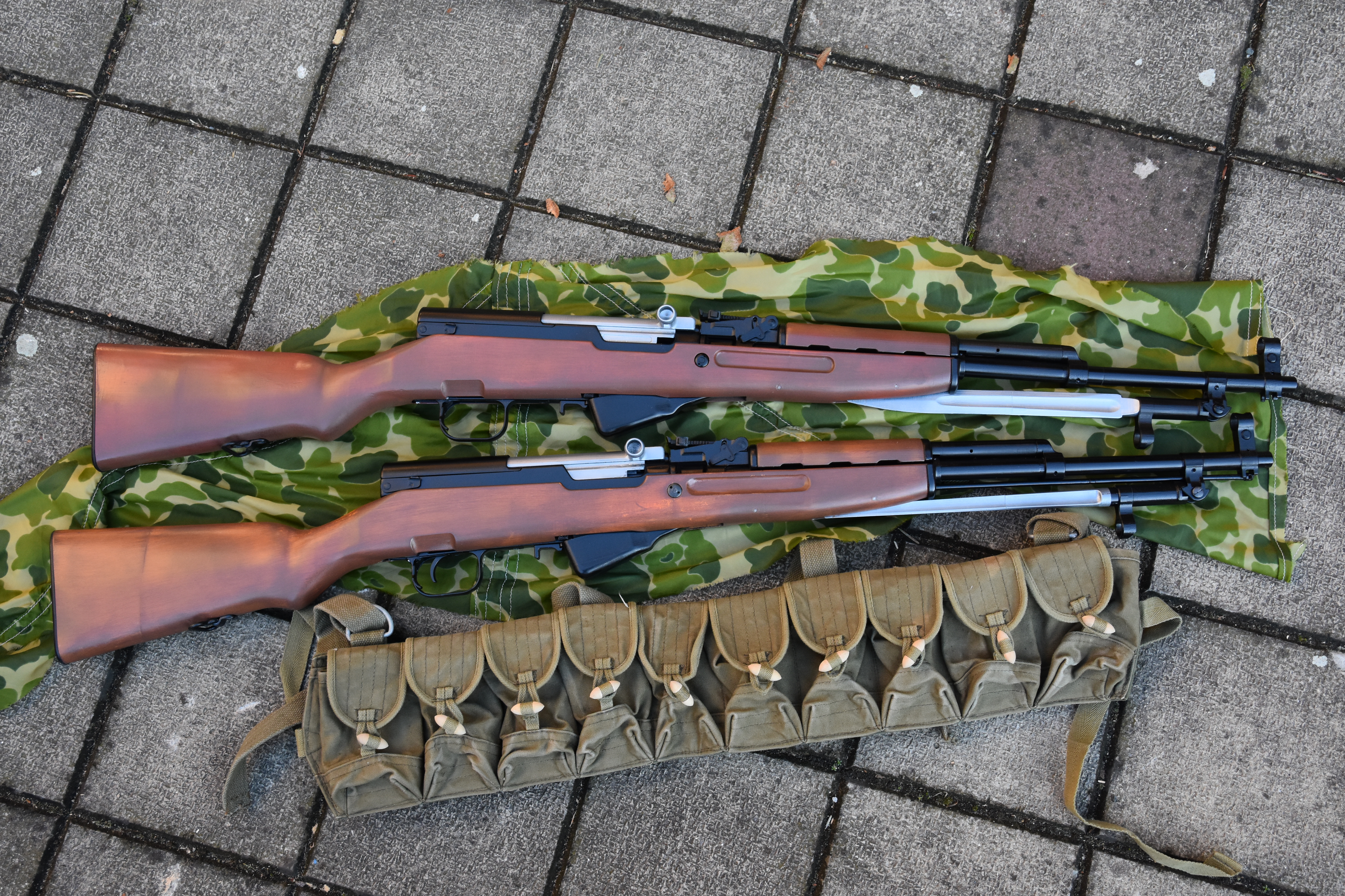 Airsoft SKS 45/Type 56 AEG rifle with Chinese and Soviet markings