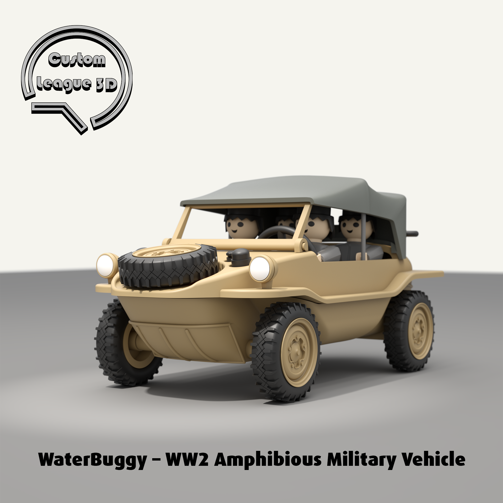 WaterBuggy - WW2 Amphibious Military Vehicle - Klicky Compatible (~1:18 Scale)