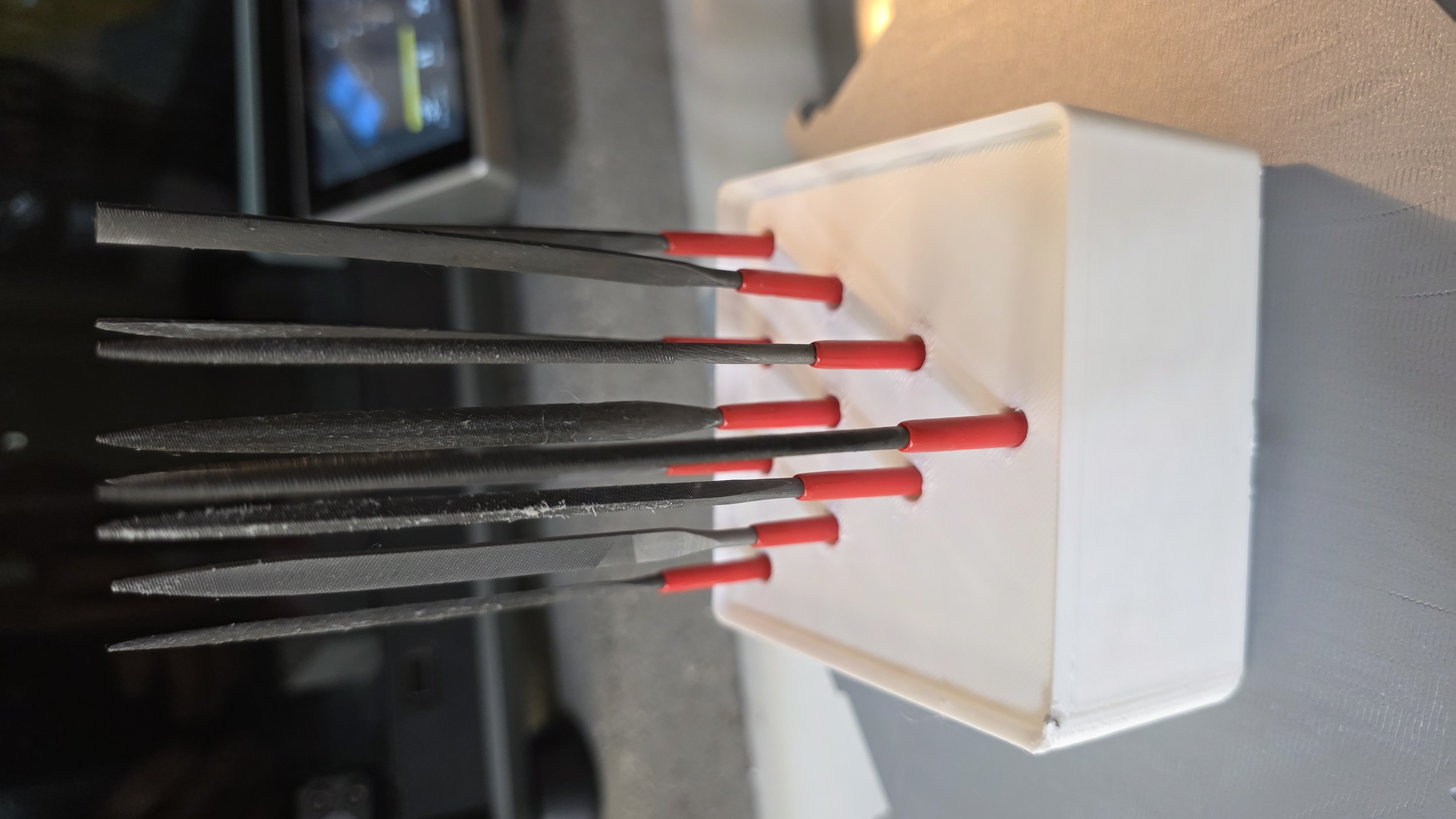 Metal needle files storage bin for Gridfinity