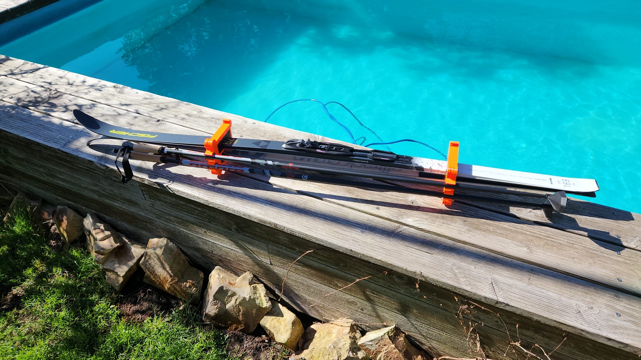 Ski & Cross-Country Ski Wall Mount & Pole Holder (2-in-1)