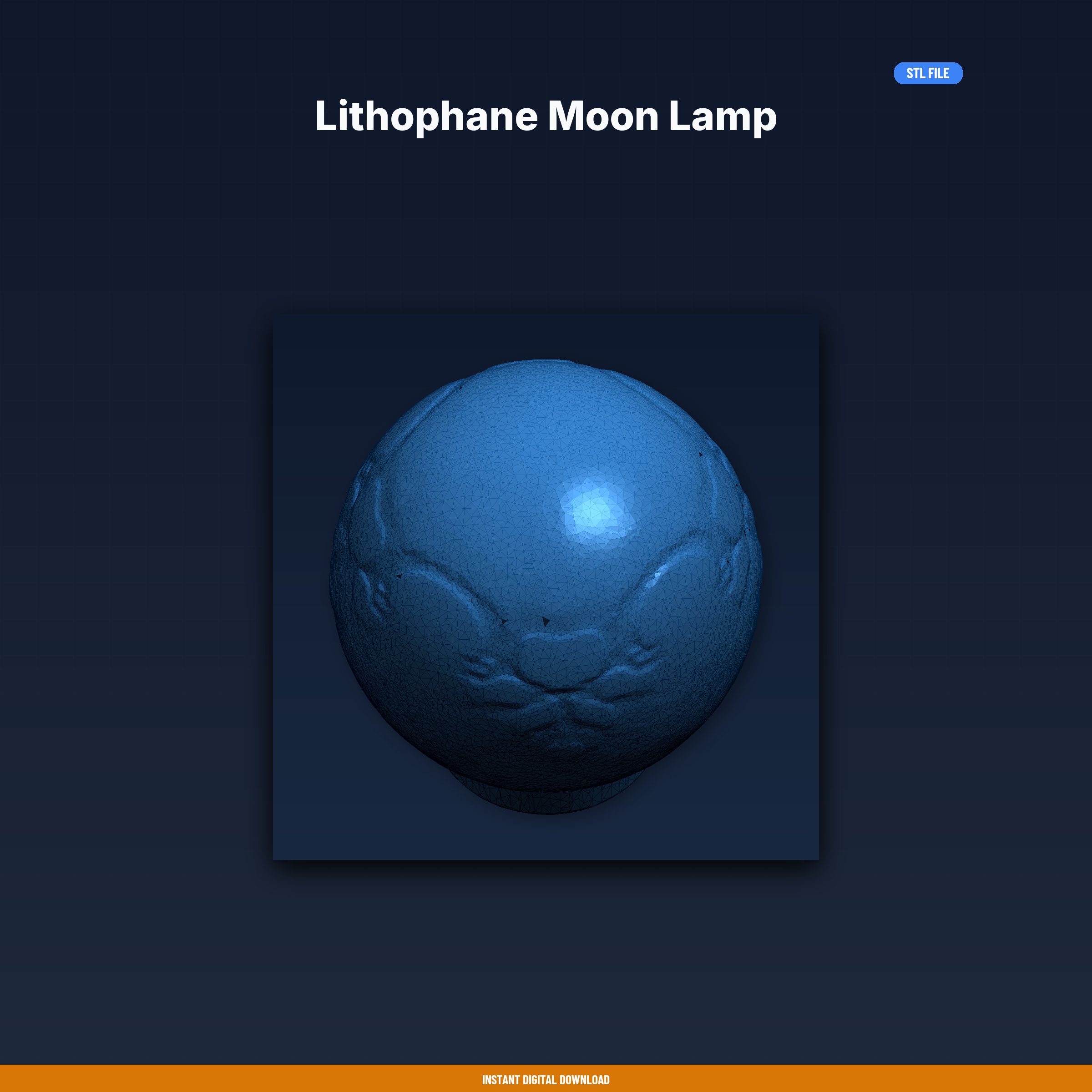 Lithophane Moon Lamp - 3D Printable STL File