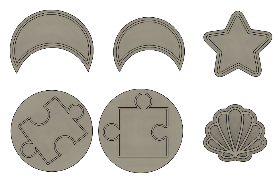 Simple modelling clay cutout shapes - Moon, star and puzzle pieces (several sizes) — miniatura 4