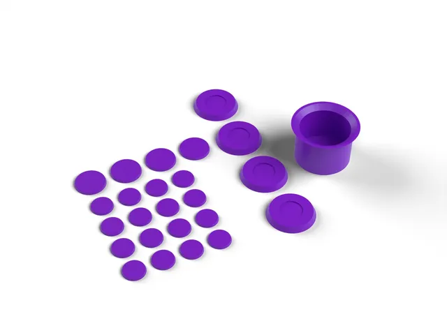 Tiddlywinks Set - Winks, Squidgers and a Pot for the Classic Flicking Game, No Supports (OpenSCAD)