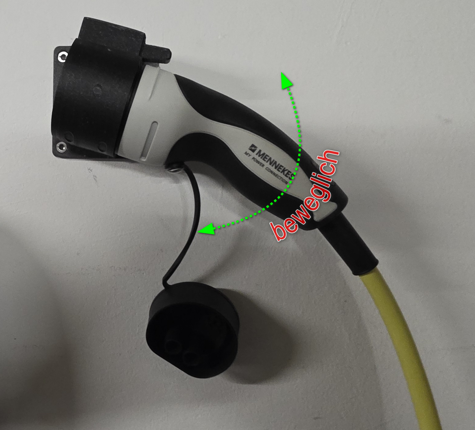 "Klick"-Halterung für EV-Kabel Typ 2, parallel zur Wand