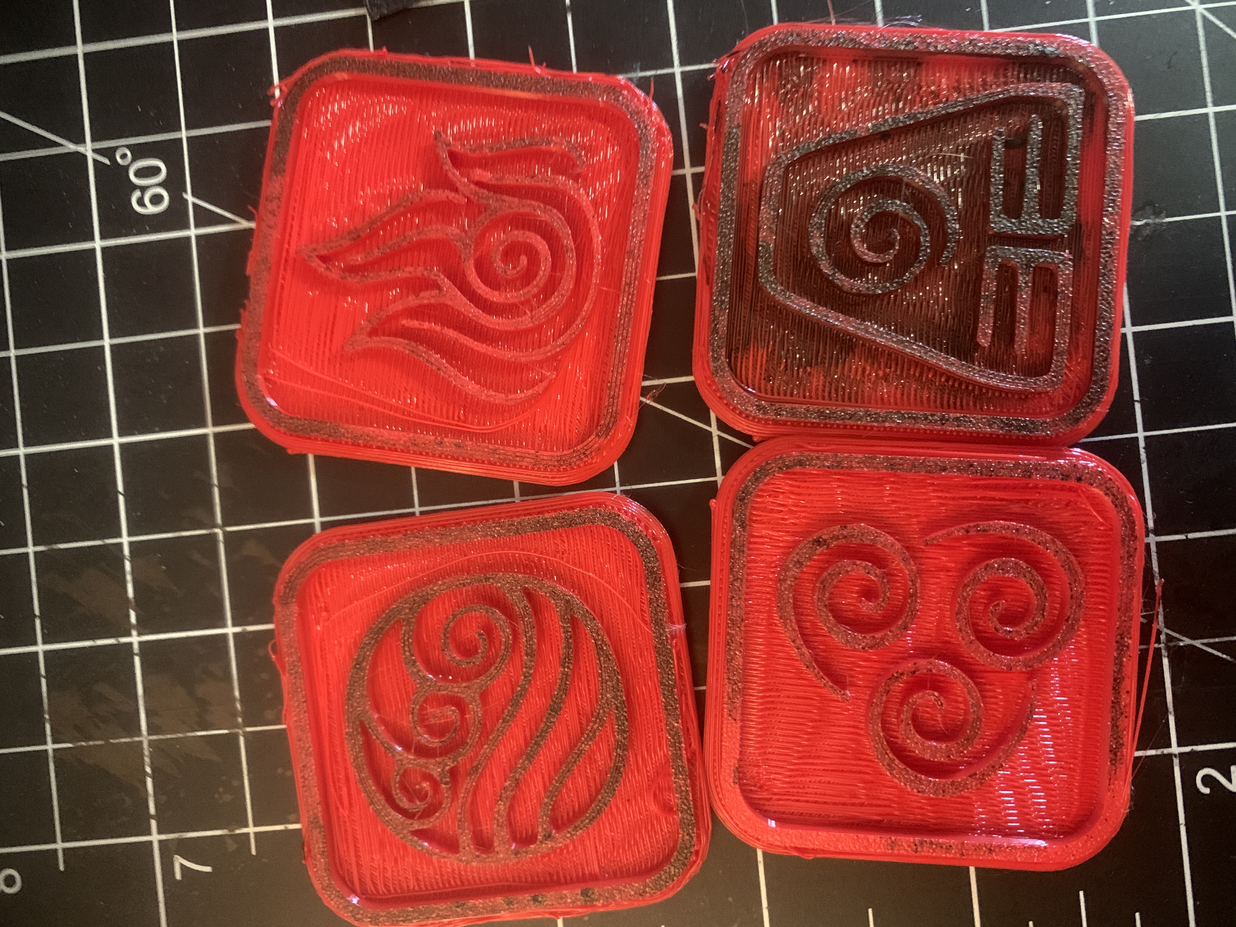Avatar The Last Air Bender Element Symbols and White Lotus Stamps