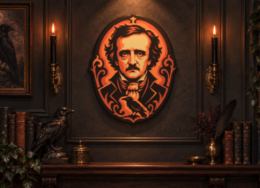 Edgar Allan Poe Printable Wall Art, Gothic Raven Portrait, Dark Academia Decor, Literary Halloween Art, Instant Digital Download