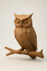 Low poly owl on a branch