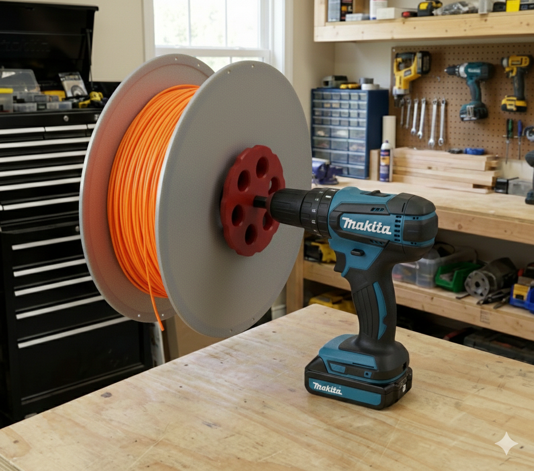 Drill spool rewinder
