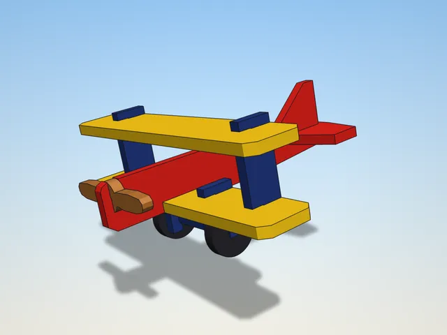 Kit Card Biplane - Snap-Fit Toy Plane, Rolling Wheels, No Supports