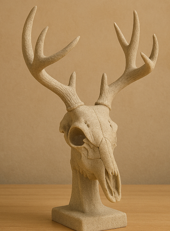 Deer Skull Sculpture – 3D Printed Nature-Inspired Decor