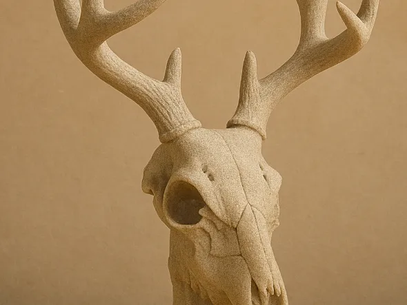 Deer Skull Sculpture – 3D Printed Nature-Inspired Decor