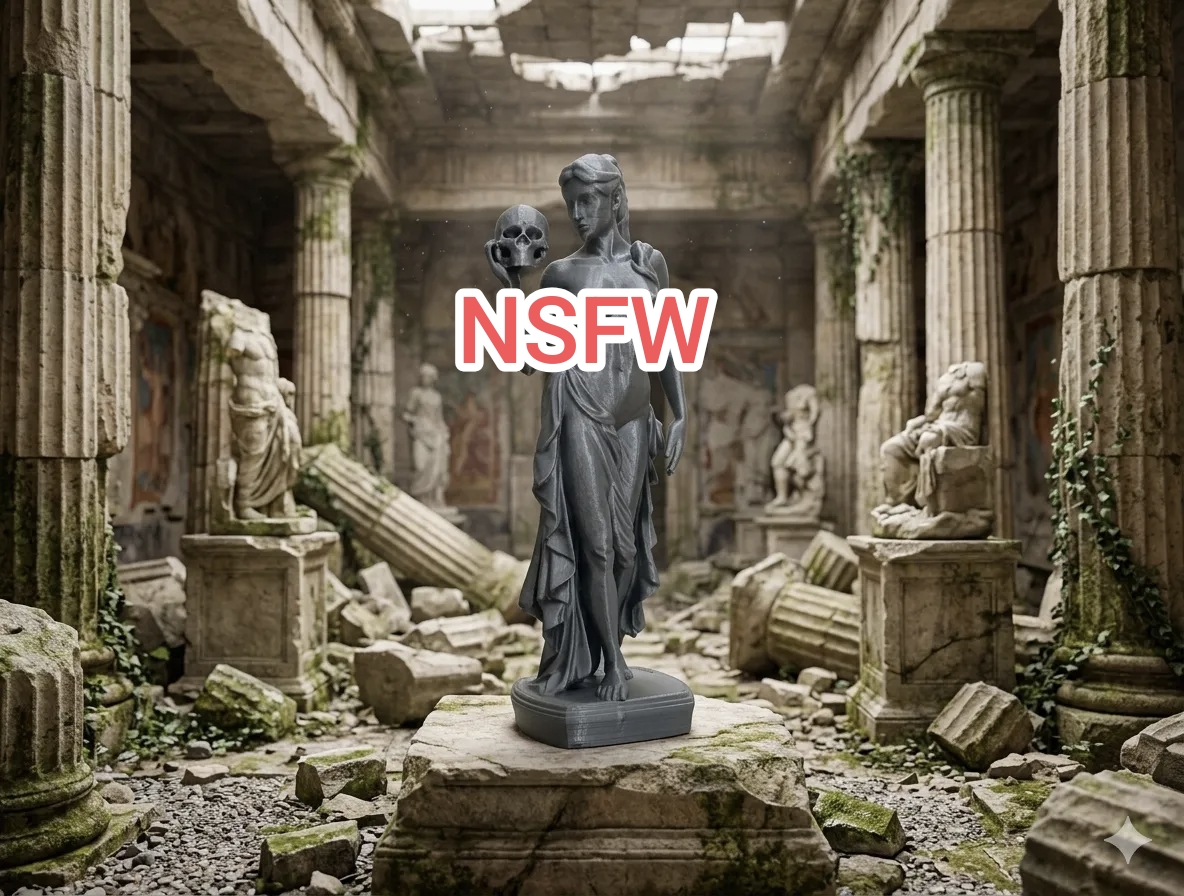 Dark Muse – Sexy NSFW Gothic Statue with Skull
