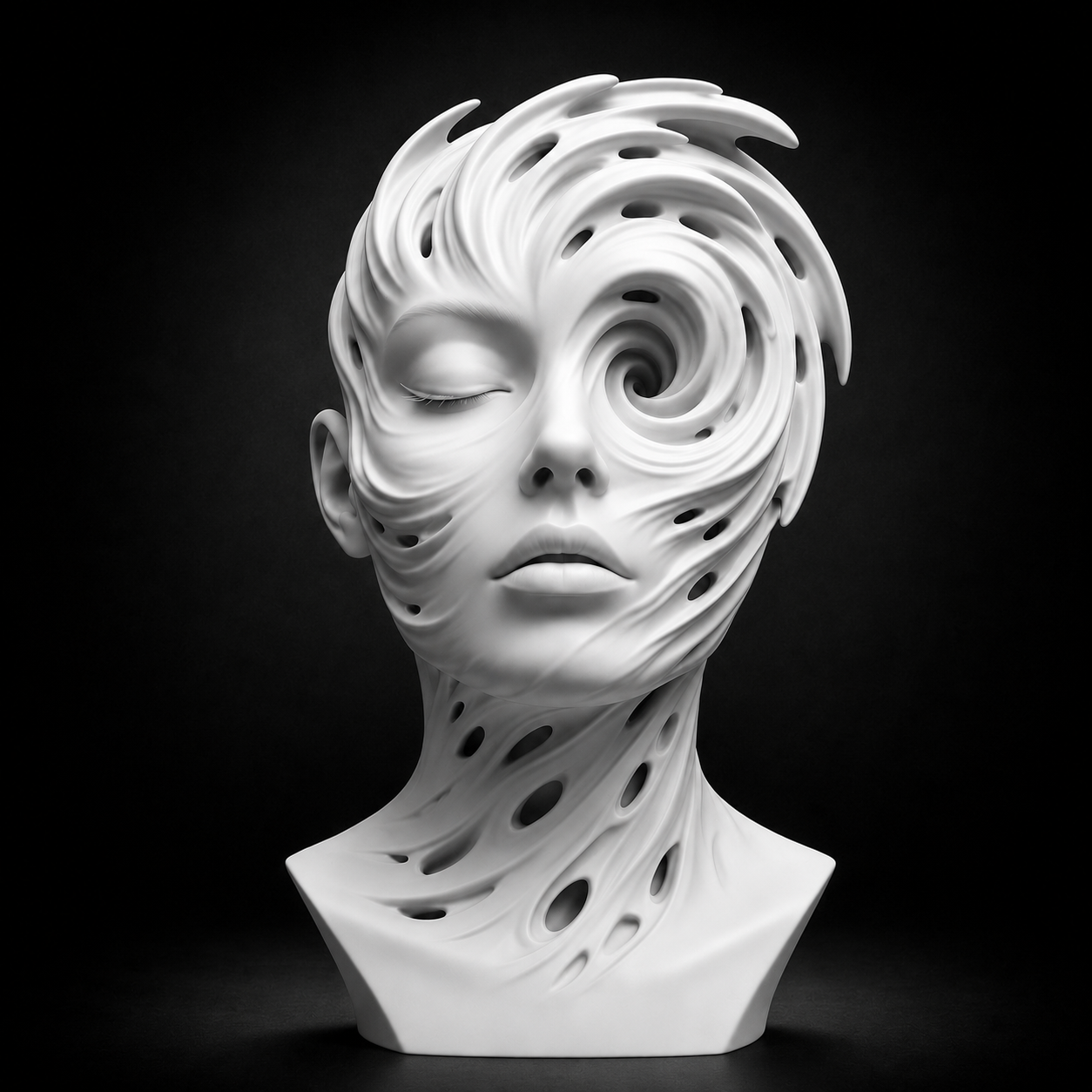 Vortex Face Bust STL | Abstract Parametric Sculpture | Modern Art 3D Print
