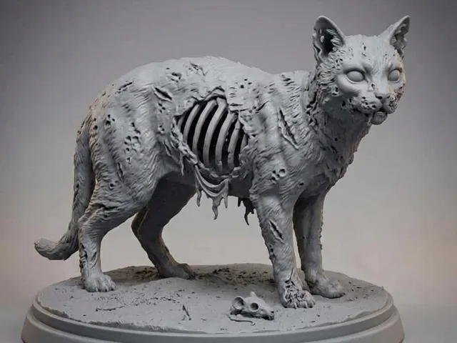 Zombie Cat Statue