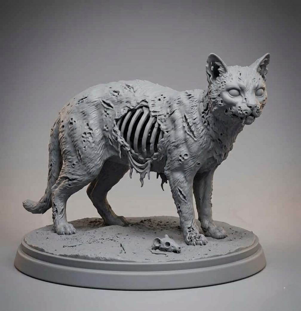Zombie Cat Statue