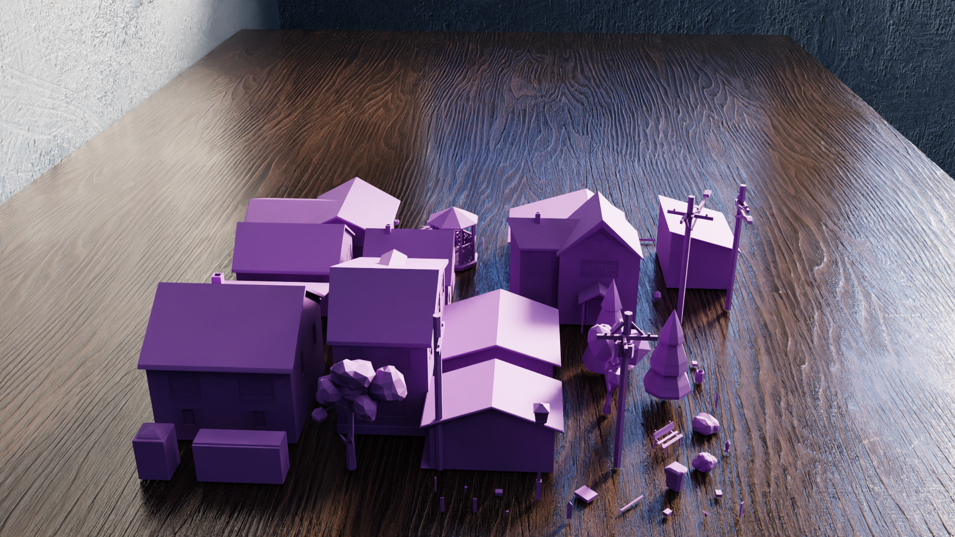Miniatura 7 do modelo 3D Low Poly Town Elements Collection V1