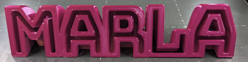 Desktop sign for someone named Marla