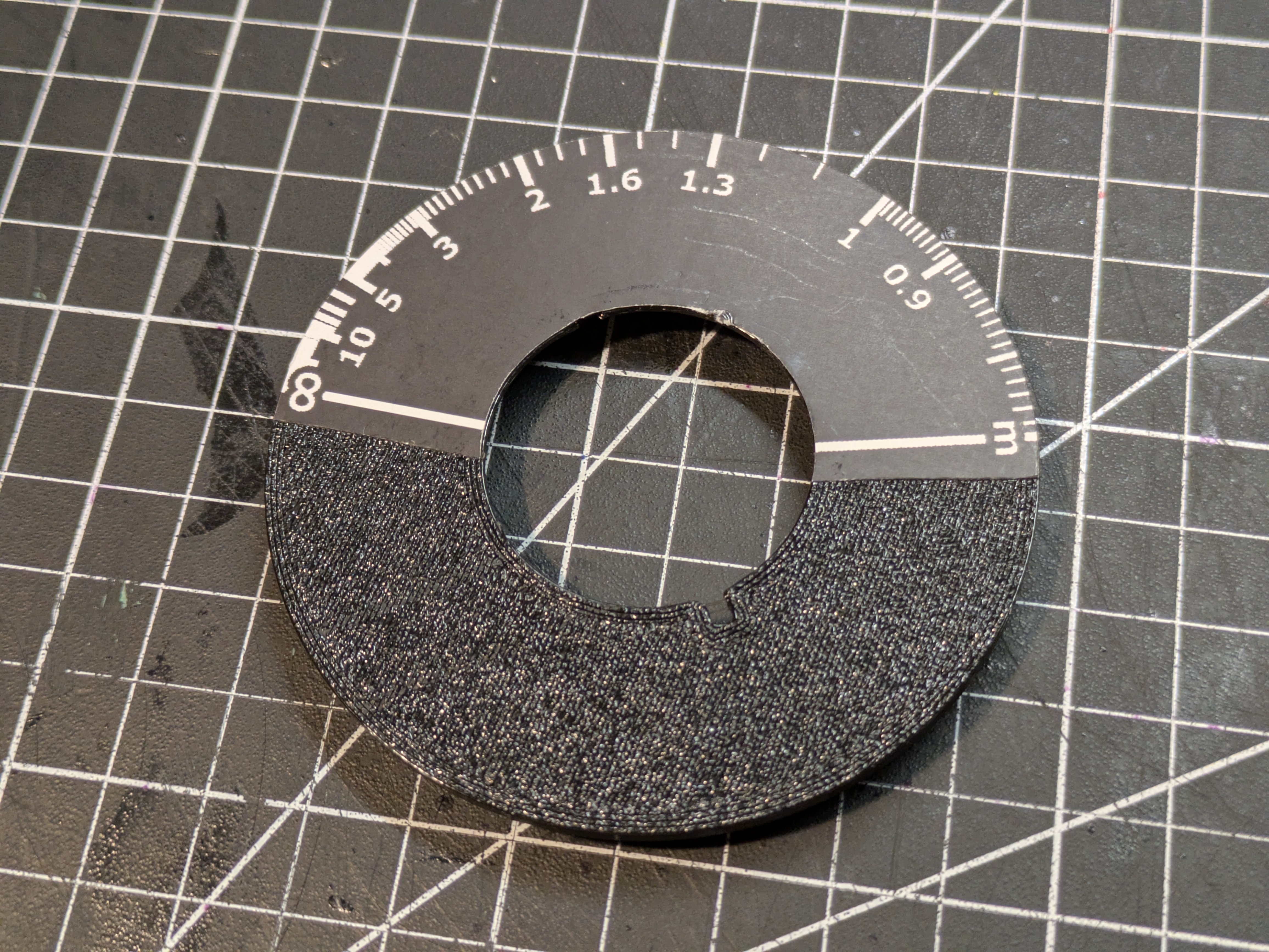 Parametric focusing scale for 17-31 mm M65 and M77 helicoid adapter