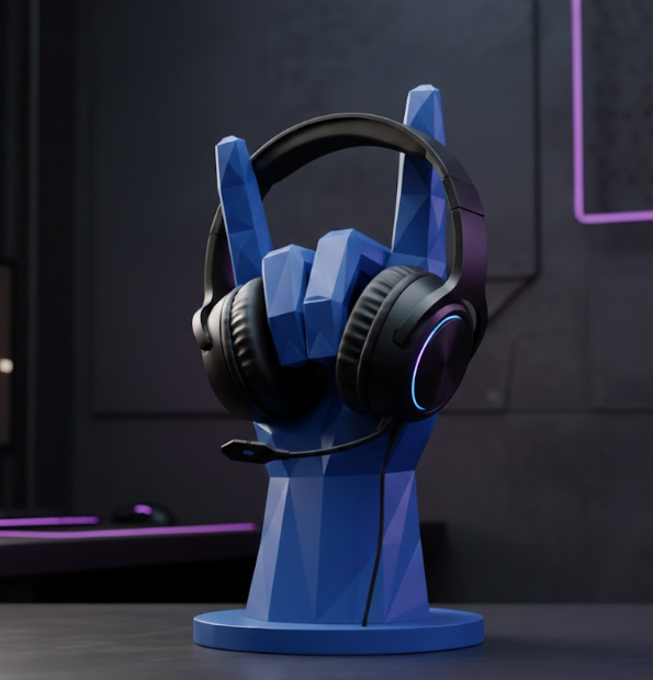 Low-Poly Rock Hand: The Ultimate Headset & Controller Stand