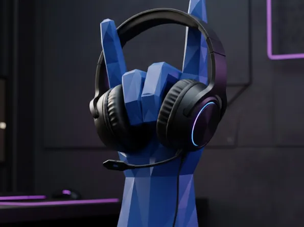 Low-Poly Rock Hand: The Ultimate Headset & Controller Stand