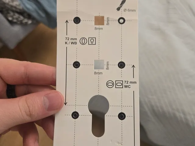 Door Handle Drilling Jig / Template (72mm)
