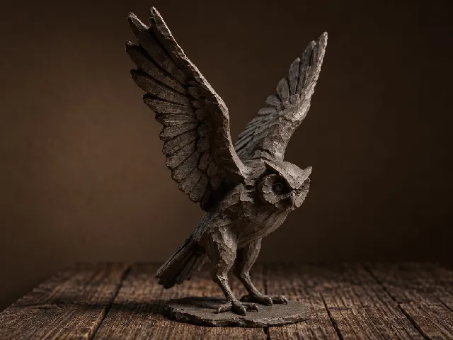 Eule auf Platform - Flügel Oben
