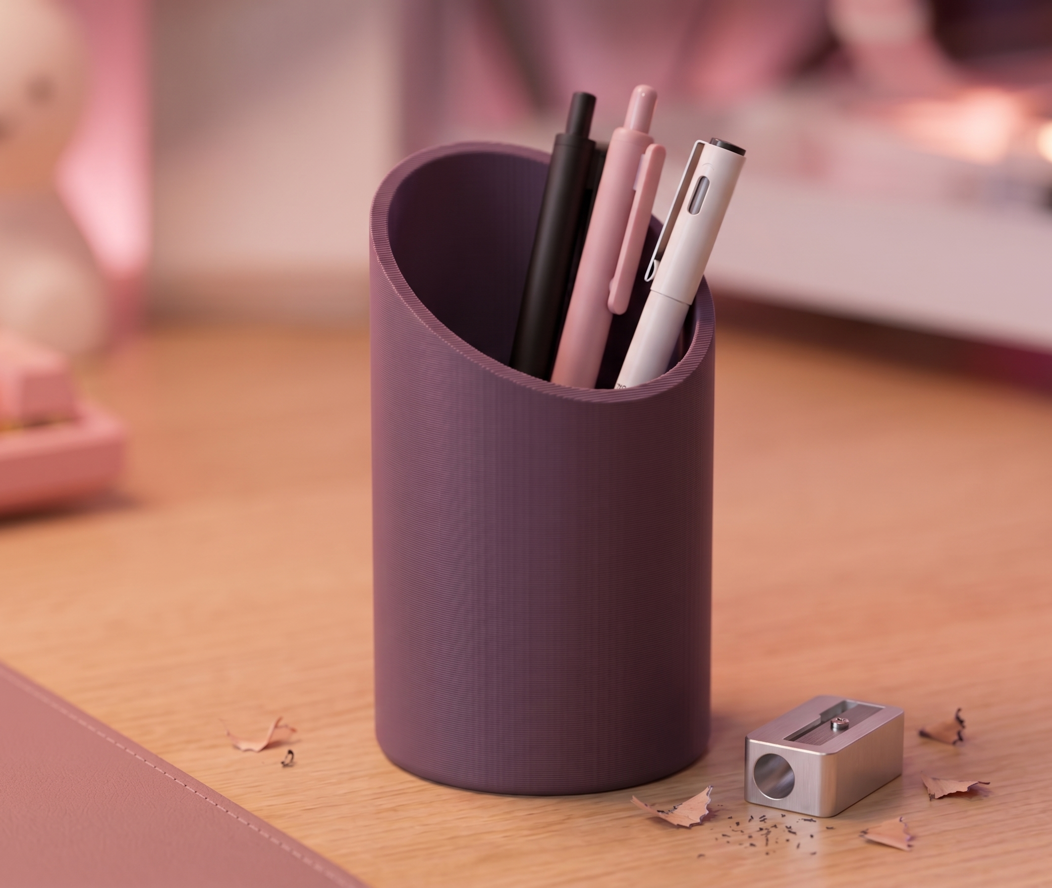 Modern Pen Holder - Sleek Slanted Organizer
