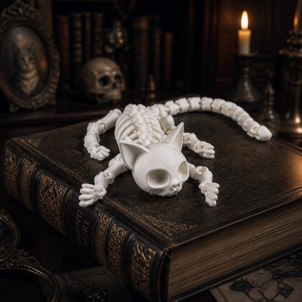 Cat Skeleton Flexi Toy Gothic Articulated Collectible