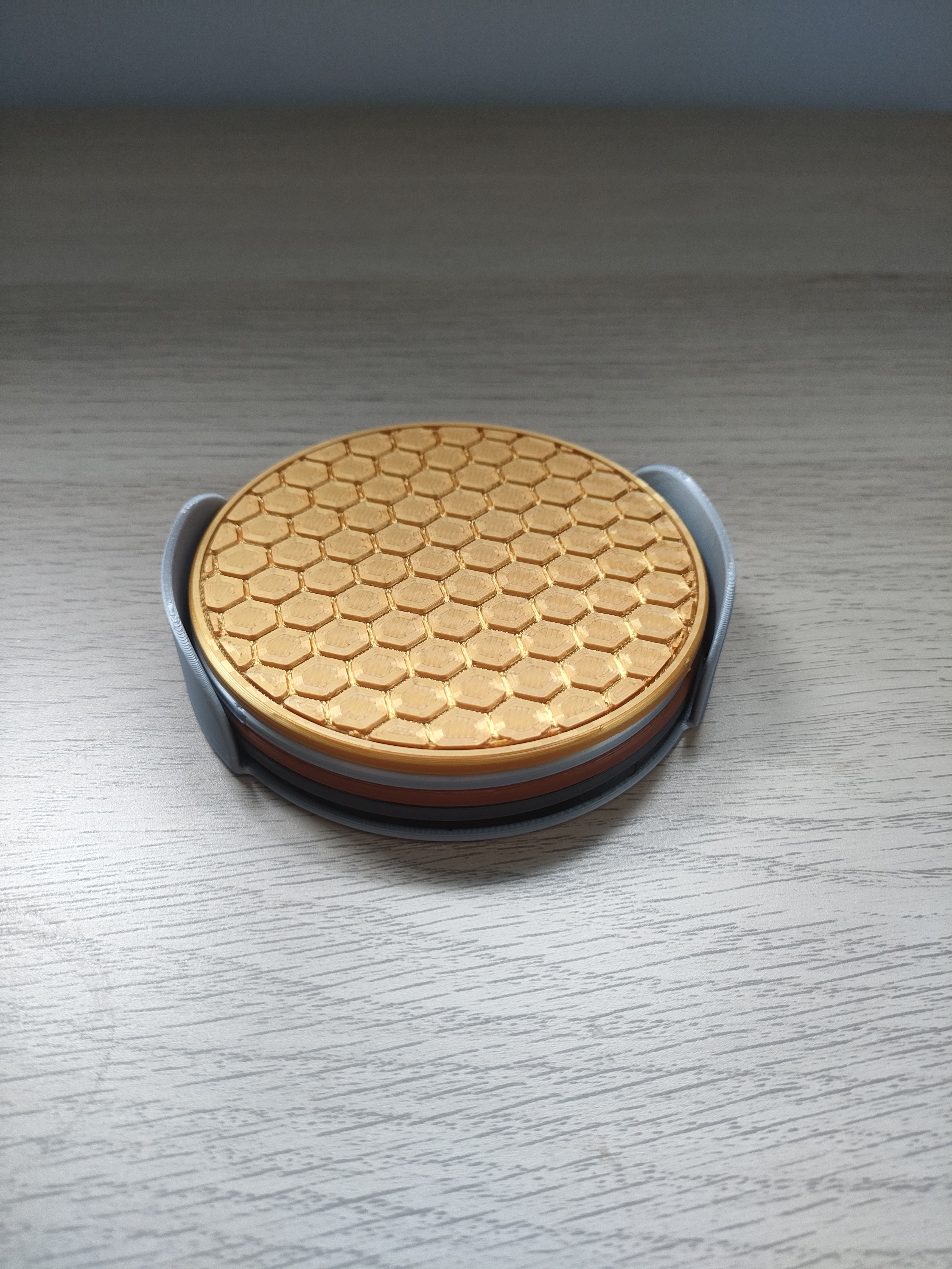 Coasters with holder - Hexagonal pattern