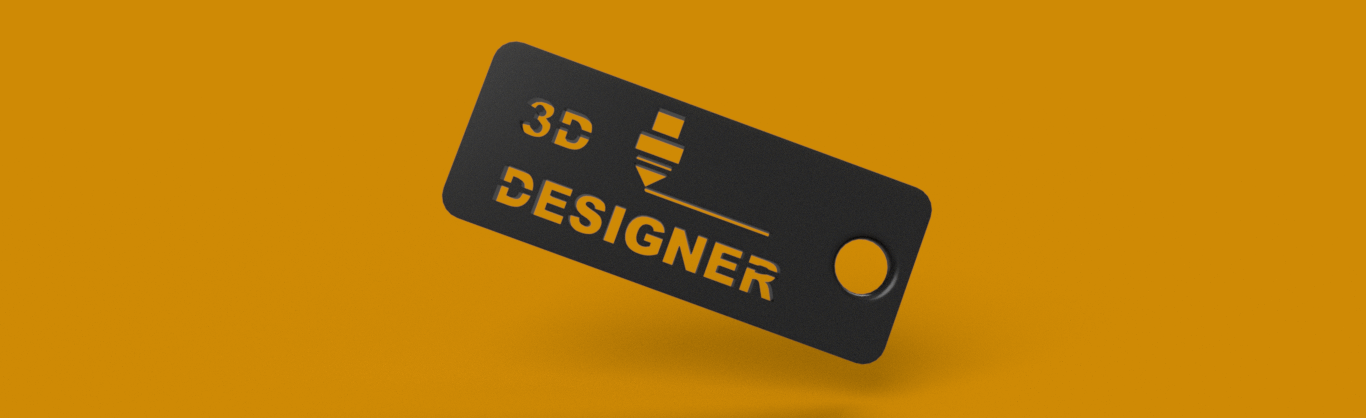 small badge on keys with the inscription 3D DESIGNER